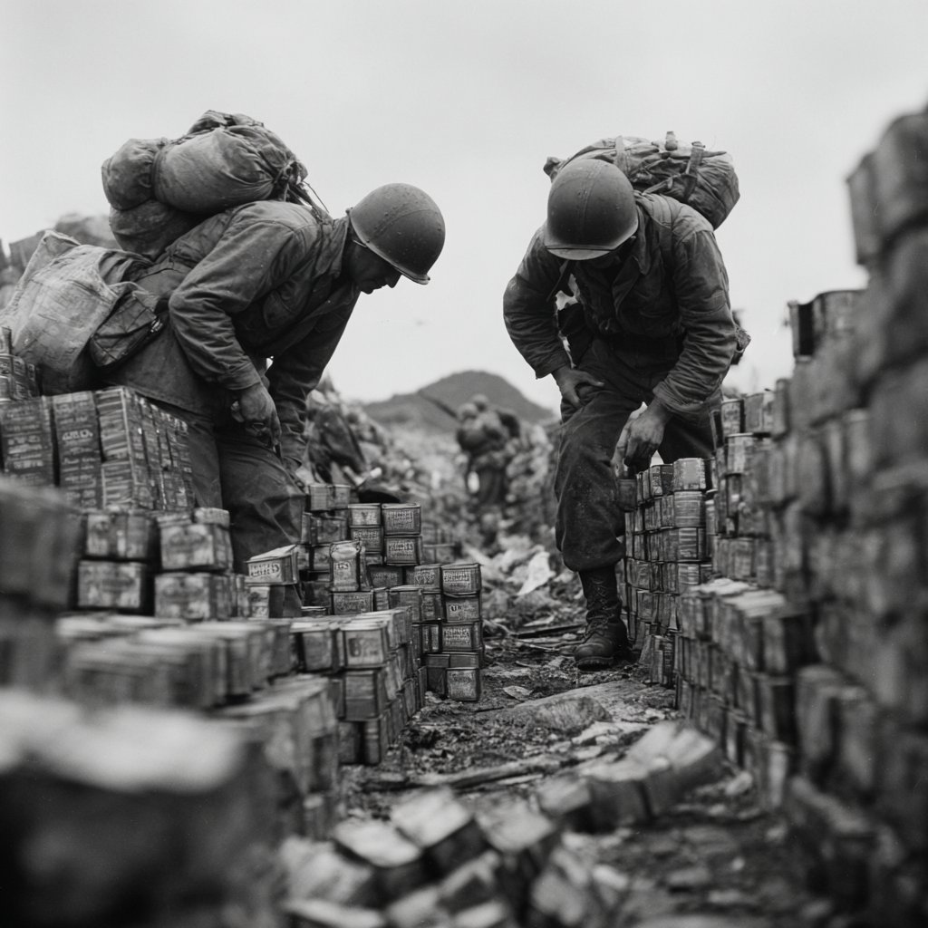 In 1950, a group of American soldiers in the Korean War found a cache of 90,000 cans of Spam. 

This discovery led to the widespread use of the canned meat among troops, significantly influencing military nutrition during the war.