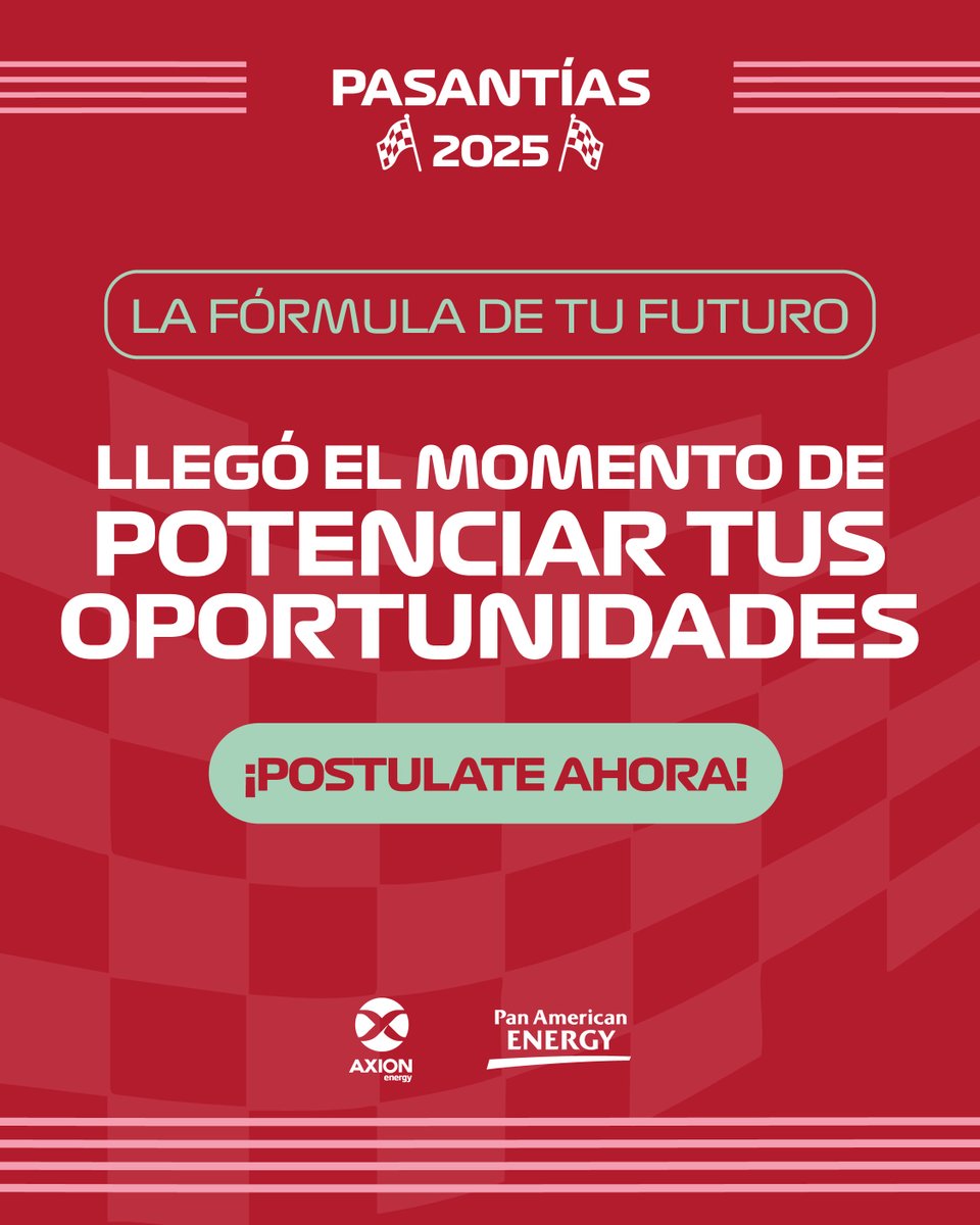 Poné primera y arrancá tu carrera profesional en una compañía líder de la industria energética. 

¡Postulate ahora! 👉🏻 paepasantias.com