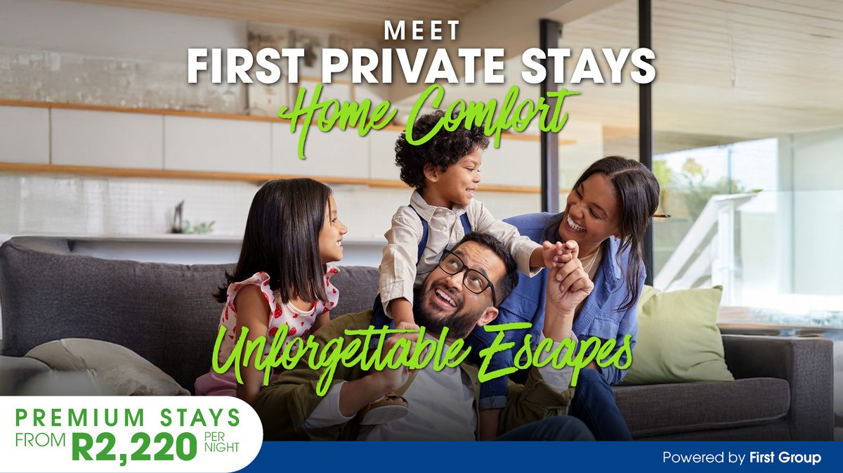 First_Group_ZA's tweet image. Welcome to First Private Stays 🌿Enjoy Home Comfort and Unforgettable Escapes across SA from only R2,220 per night. Handpicked homes with hotel comfort, personal hosting &amp;amp; 24/7 support. ❤️Book Now 👉 bit.ly/4l199Vu #FirstPrivateStays #FirstGroup #YourNextStay