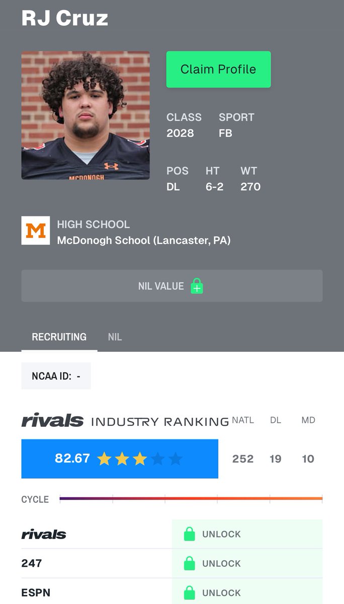 RJ Cruz III (@rjcruz72) on Twitter photo Thankful and blessed to be ranked as a 3⭐️ in the initial <a href="/Rivals/">Rivals</a> release. Only way is up from here!
<a href="/McDCoachSule/">Hakeem Sule</a> <a href="/ChadSimmons_/">ChadSimmons</a> <a href="/Rivals_HS/">Rivals High School</a>
<a href="/RivalsFriedman/">Adam Friedman</a> <a href="/TheUCReport/">Billy Tucker</a> <a href="/EdOBrienCFB/">EdOBrienCFB</a>
<a href="/DemetricDWarren/">Demetric D. Warren</a>
<a href="/PRZVicCastillo/">VicCastilloPRZ</a> <a href="/DMV_Hype/">the DMV Hype</a>
<a href="/AO1Sports_/">Audience Of 1</a> <a href="/GarageStrength/">Garage Strength</a> <a href="/LanceDeane/">Coach Lance Deane</a> Thankful and blessed to be ranked as a 3⭐️ in the initial <a href="/Rivals/">Rivals</a> release. Only way is up from here!
<a href="/McDCoachSule/">Hakeem Sule</a> <a href="/ChadSimmons_/">ChadSimmons</a> <a href="/Rivals_HS/">Rivals High School</a>
<a href="/RivalsFriedman/">Adam Friedman</a> <a href="/TheUCReport/">Billy Tucker</a> <a href="/EdOBrienCFB/">EdOBrienCFB</a>
<a href="/DemetricDWarren/">Demetric D. Warren</a>
<a href="/PRZVicCastillo/">VicCastilloPRZ</a> <a href="/DMV_Hype/">the DMV Hype</a>
<a href="/AO1Sports_/">Audience Of 1</a> <a href="/GarageStrength/">Garage Strength</a> <a href="/LanceDeane/">Coach Lance Deane</a>