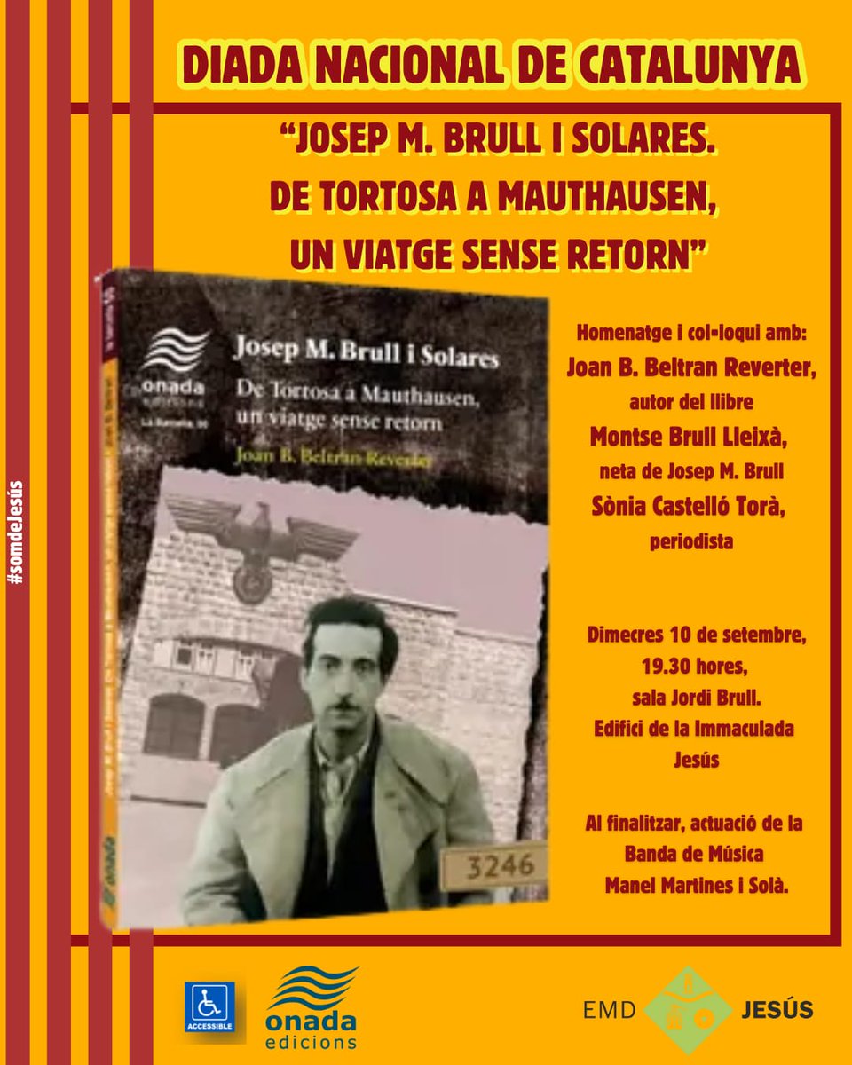 DEMD-Ebre (@memoriaportes) on Twitter photo Presentació de la recerca de <a href="/jbtebeltran/">Joan B. Beltran</a> sobre Josep M. Brull i Solares, impressor, regidor a l'<a href="/Tortosa/">Ajuntament de Tortosa</a> i, sobretot, un home compromès deportat a Mauthausen.
👉👉 10 de setembre, a les 19:30h
Edifici de la Immaculada de Jesús
<a href="/SoniaCTora/">Sonia Castelló</a>
<a href="/OnadaEdicions/">Onada Edicions</a> Presentació de la recerca de <a href="/jbtebeltran/">Joan B. Beltran</a> sobre Josep M. Brull i Solares, impressor, regidor a l'<a href="/Tortosa/">Ajuntament de Tortosa</a> i, sobretot, un home compromès deportat a Mauthausen.
👉👉 10 de setembre, a les 19:30h
Edifici de la Immaculada de Jesús
<a href="/SoniaCTora/">Sonia Castelló</a>
<a href="/OnadaEdicions/">Onada Edicions</a>
