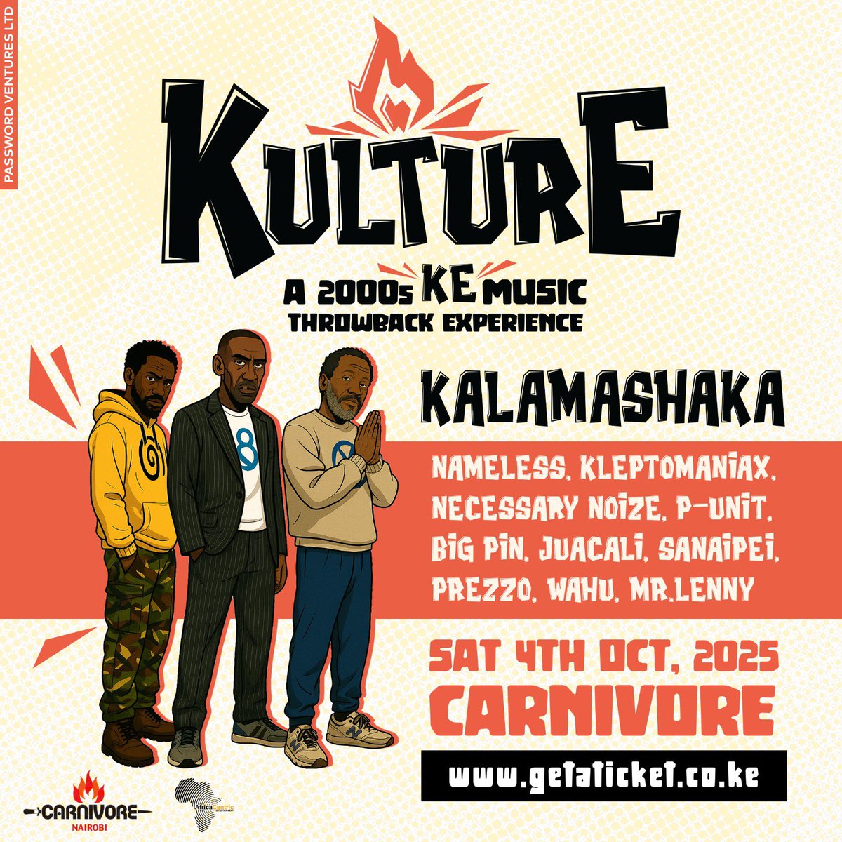 kULTUReEXP's tweet photo. The KULTURE line-up reveal is on. Officially announcing Mr Lenny, @Sanaipei_Tande, @kshakaofficial, and Others.
A 2000s Kenyan Music Throwback Experience.
🎟 Limited Early Bird Tickets at https://t.co/oInNjOqAG6

#KulturE254 #ItsInTheKulturE #KenyanThrowback https://t.co/sn76oMwDXO