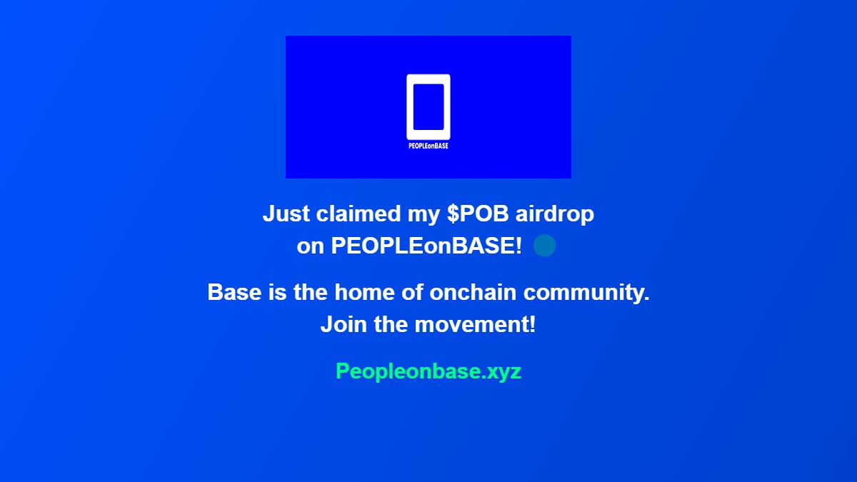 VoHaiThu2's tweet photo. Just claimed my $POB airdrop on PEOPLEonBASE! 🔵

Base is the home of onchain community. Join the movement!

https://t.co/sPhaaVN256 https://t.co/gGmOKMVO5T