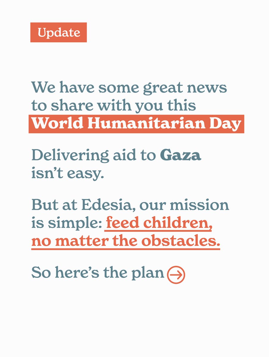 EdesiaNutrition's tweet photo. On this World Humanitarian Day, we honor the courage and collaboration it takes to deliver hope in one of the hardest-to-reach places.

Five partners, one mission: producing, flying, transporting, and hand-delivering life-saving nutrition to children and families who need it most.

Join us:
➡️ Donate today
➡️ Partner with us – info@edesianutrition.org
➡️ Help us deliver hope

#GoHumanityGo
