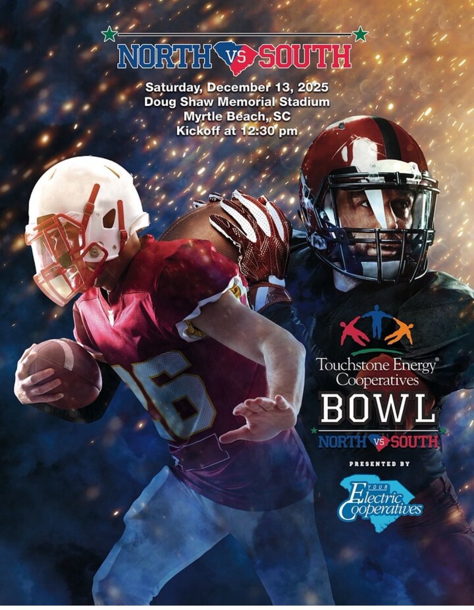 Make your plans now to attend the <a href="/NorthSouthFB/">Touchstone Energy Bowl</a> game in <a href="/MyMyrtleBeach/">Visit Myrtle Beach</a> on Dec 13th. <a href="/CarolinaCoaches/">South Carolina Athletic Coaches Association</a>