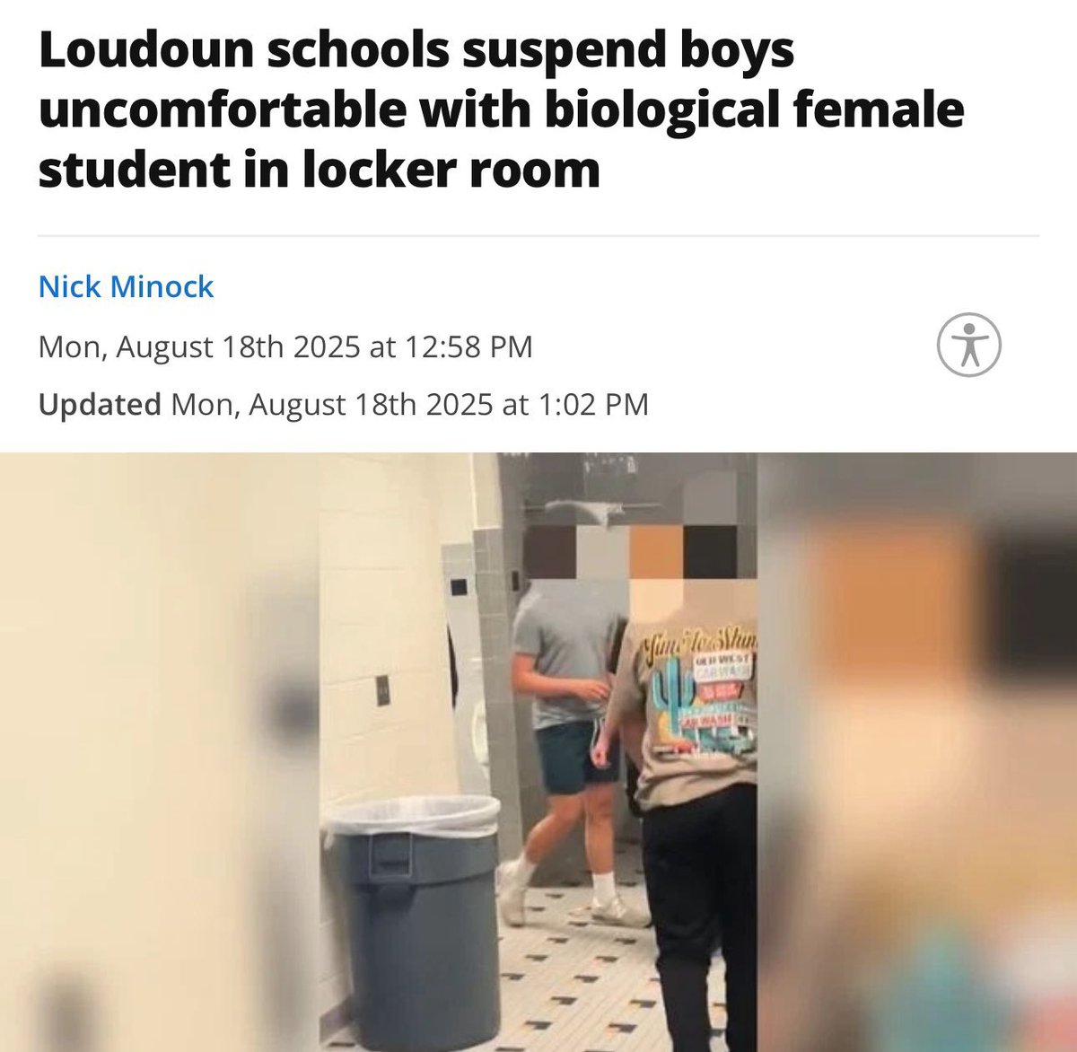 boys suspended from school for being uncomfortable with being made to undress in front of a girl, who was recording them in their private space. what a world.