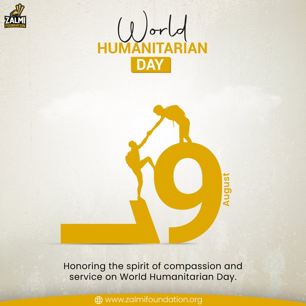 On this #WorldHumanitarianDay, Zalmi Foundation stands in solidarity with those who dedicate their lives to helping others. Together, we believe in compassion, kindness and hope for all. 💛✨

#Zalmi #ZalmiFoundation #WorldHumanitarianDay