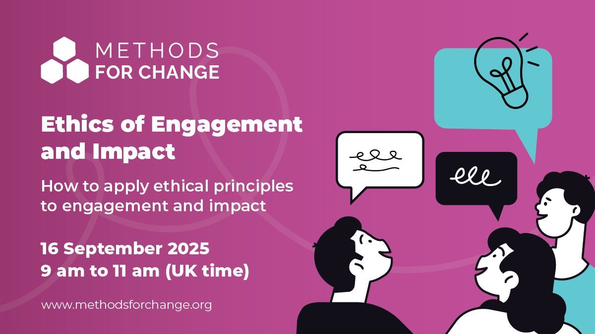 💡 Live online training: Ethics of Engagement and Impact

🔗 Register here: methodsforchange.org/product/ethics…. 

This workshop was developed by Fast Track Impact, the Institute for Methods Innovation, and the University of Plymouth.