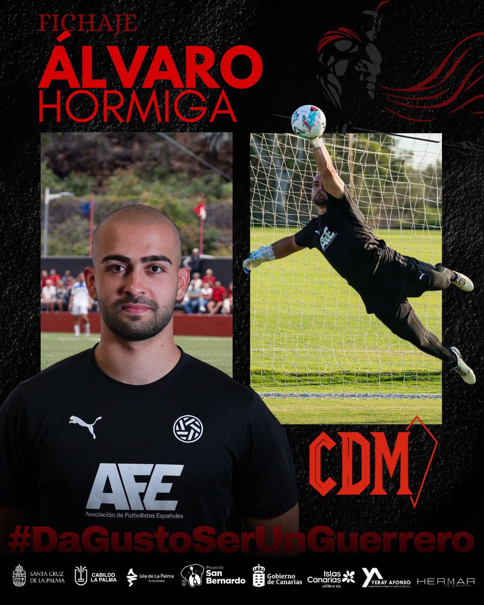 #ExJugadoresCLM

El guardameta Álvaro Hormiga <a href="/alvaro_hormiga1/">ÁLVARO HORMIGA 🐜</a> ex de la UB Conquense, es nuevo jugador del <a href="/CDMensajero/">C.D. Mensajero</a> canario 

Mucha suerte 🍀