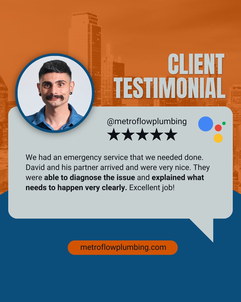 metroflowplumb's tweet photo. When every second counts, you can count on #MetroFlowPlumbing to deliver top-tier service with a calm, friendly touch.

Got a plumbing problem? Give us a call today!

☎️214-214-4718💻https://t.co/zTuqhgOnLG⏰Available 24/7

#PlumbingExperts #DallasPlumber #DallasTX https://t.co/as8yI2m9y8