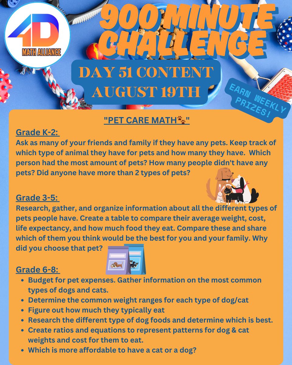 4D Math Alliance (@4dmath) on Twitter photo Day 51 of the #900MinChallenge gets us thinking about the #math we find even with our #pets. Share your work by tagging us or email info@4dma.org Include pictures of your pets, we would love to see them :) #dogs #cats #rabbits #birds #PetCare #PetFood <a href="/HillsPet/">Hill's Pet Nutrition</a> @theFarmersDog Day 51 of the #900MinChallenge gets us thinking about the #math we find even with our #pets. Share your work by tagging us or email info@4dma.org Include pictures of your pets, we would love to see them :) #dogs #cats #rabbits #birds #PetCare #PetFood <a href="/HillsPet/">Hill's Pet Nutrition</a> @theFarmersDog