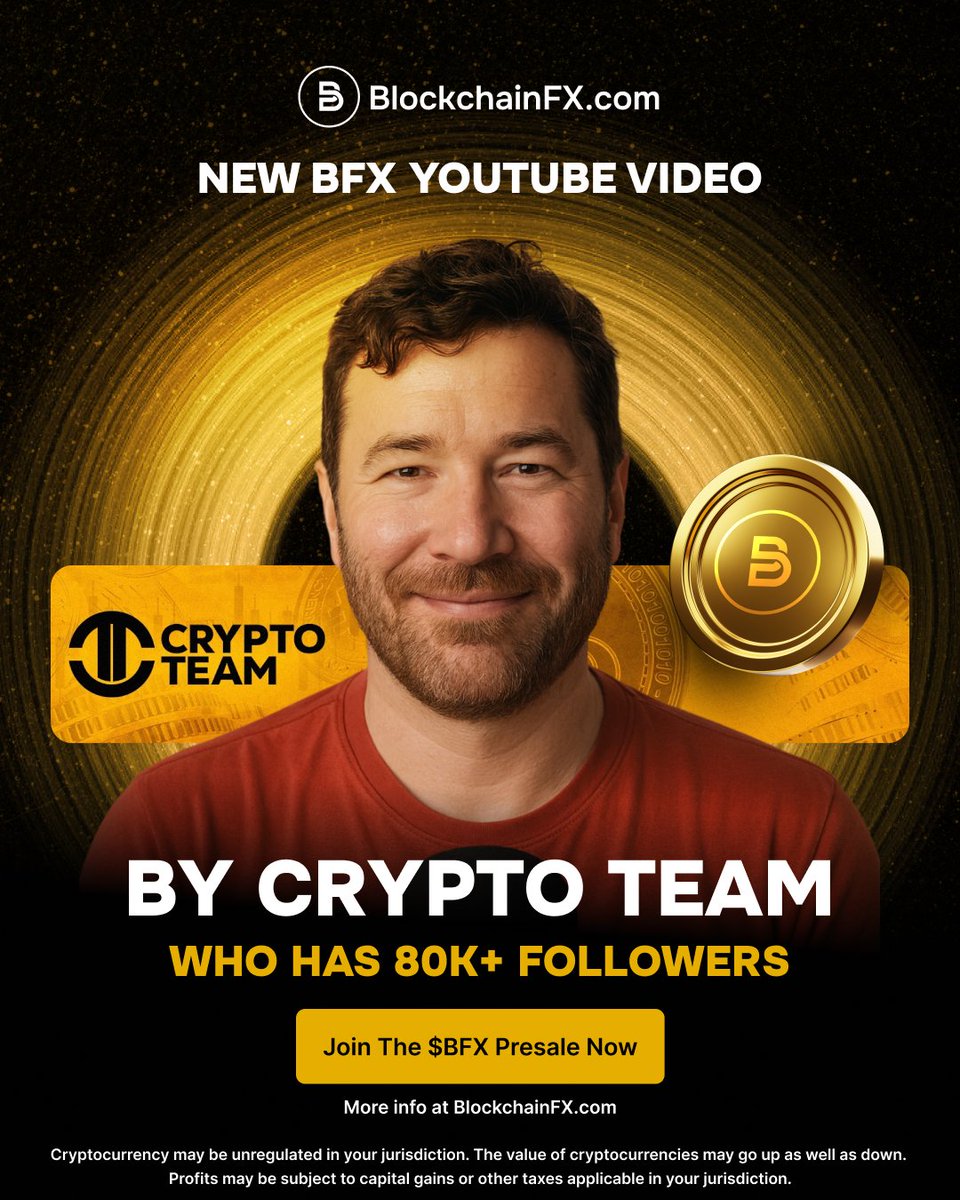 When trusted voices speak, the crypto
world listens.

Crypto Team dives deep into why $BFX is making
waves⚡

Insights, predictions, and everything in between. 📊

📺 Watch now: youtube.com/watch?v=go0
PRAyugaQ

Join the $BFX presale now 👉 BlockchainFX.com

#BlockchainFX