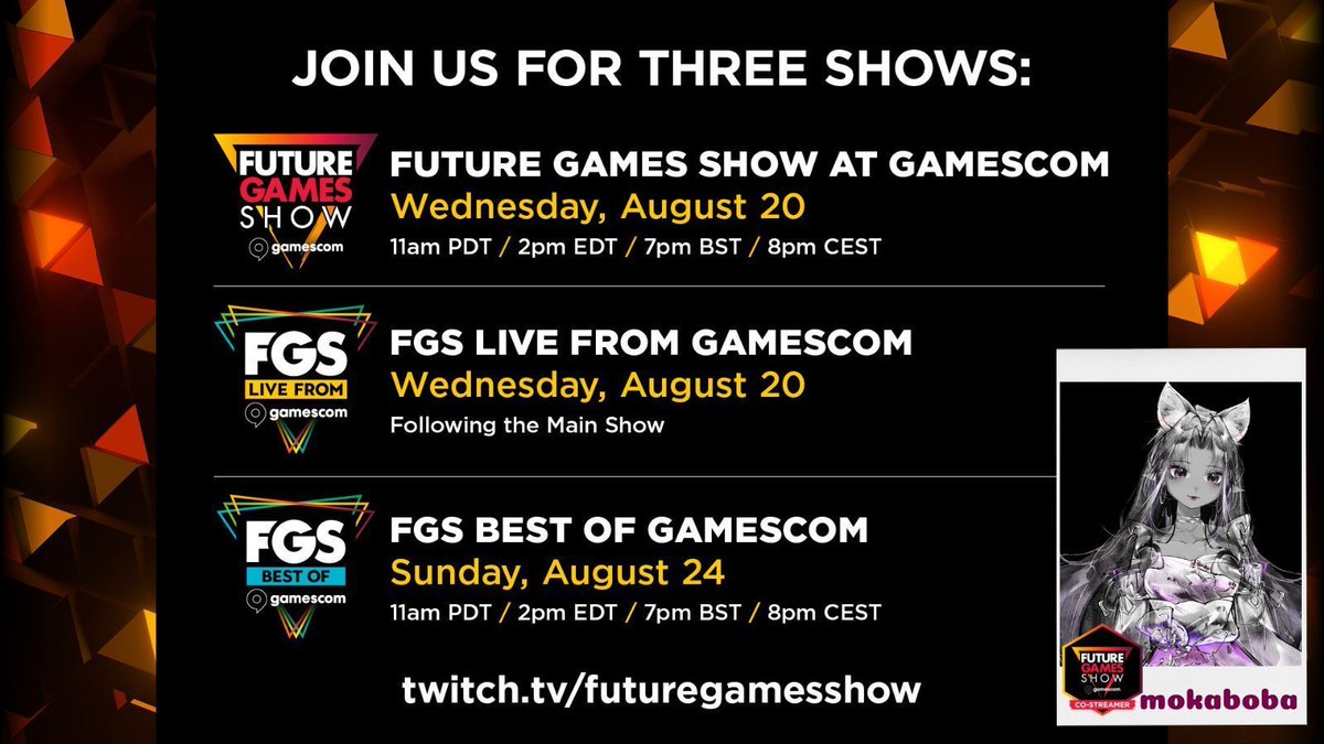 zina (mokaboba) 🧋💜 (@mokabobacat) on Twitter photo 💜 i have a surprise announcement!
🍵 i am so happy to be an official <a href="/FutureGamesShow/">FutureGamesShow</a> co-streamer~
💗 please join me on my twitch 8/20 | 11 am pst + 8/24 | 11 am pst
🧋 looking forward to spending time with you all and celebrating amazing games together! 💜 i have a surprise announcement!
🍵 i am so happy to be an official <a href="/FutureGamesShow/">FutureGamesShow</a> co-streamer~
💗 please join me on my twitch 8/20 | 11 am pst + 8/24 | 11 am pst
🧋 looking forward to spending time with you all and celebrating amazing games together!