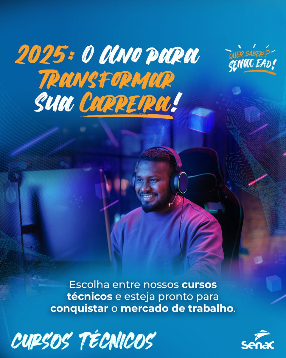 Escolha um dos nossos cursos técnicos e prepare-se para conquistar o mercado de trabalho com competência e confiança 💼✨

Inscrições abertas! Garanta sua vaga e esteja pronto para o futuro: ead.senac.br/cursos-tecnico… 

#senacead #cursostécnicos #cursostécnicossenacead #senacro