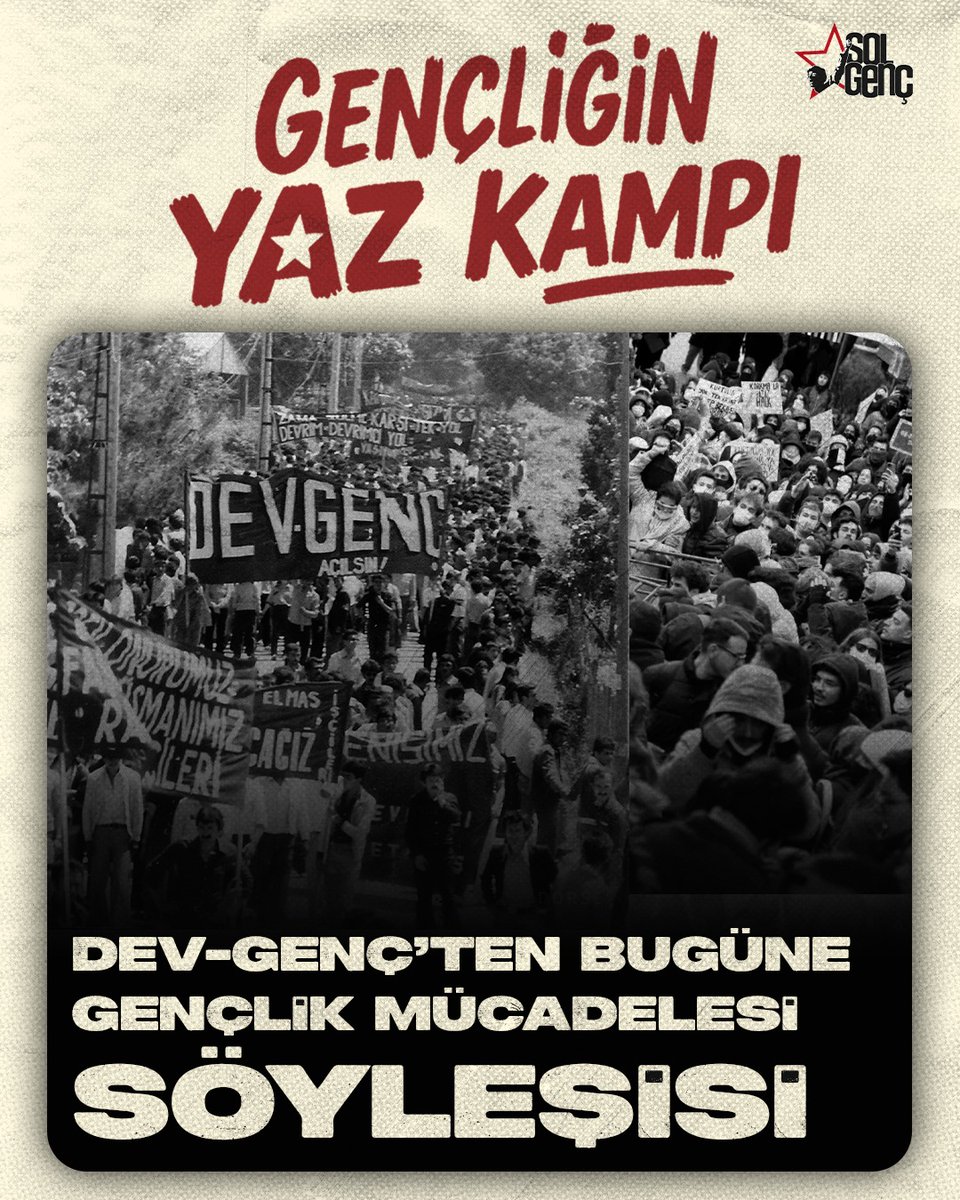 🏕️ Gençliğin kampına az kaldı!

🚩 19 Mart Direnişi ve Sol Söyleşisi
⭐️ DEV - GENÇ'ten Bugüne Gençlik Mücadelesi Söyleşisi

Hayallerimize giden yol mücadeleden geçiyor, mücadeleyi birlikte büyütelim!

📎 Hikayemiz sürüyor!