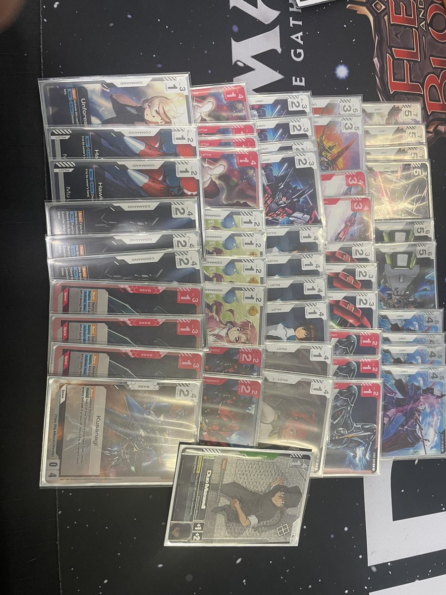 Got into gundam recently and won 2nd event 
Beyond weekly
R1 bw unicorn W
R2 gw wing w
R3 rg zeon w
R4 bw unicorn w
Justice go brrrrrrr