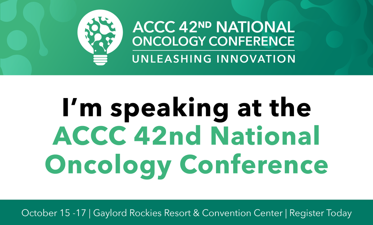 Join me at #NOC2025 Oct 15–17 in Denver, CO! Speaking on rural cancer care panel. Register: accc-cancer.org/noc-2025 <a href="/ACCCBuzz/">ACCC</a> #NOC2025