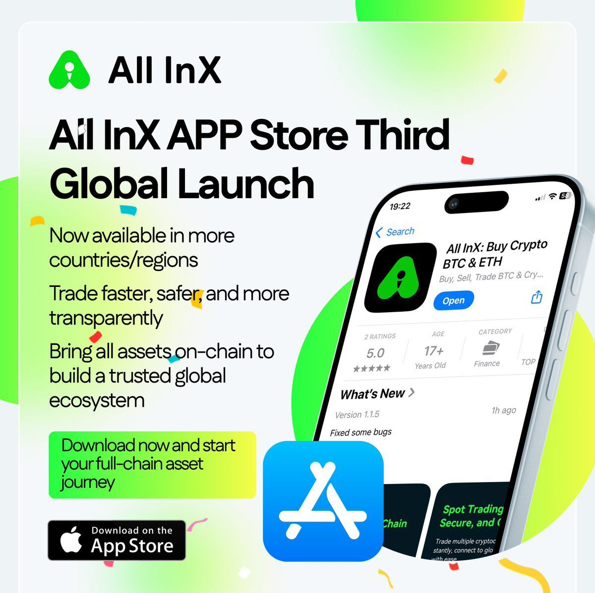 NEX_Exchange's tweet photo. 🌍 All InX App Store Global Expansion – Phase 3 Now Live! 🚀

🎯 Phase 1 – Already Live
Japan, Korea, Mongolia, Brunei, Thailand 
Indonesia, Vietnam, Brazil, Nigeria 
UAE, India, Canada, Russia, UK
🎯 Phase 2 – Already Live
Botswana, Cameroon, DR Congo, Republic of Congo, Ghana
Kenya, Pakistan, Rwanda, South Africa, Tanzania
Uganda, Zambia, Brunei, Taiwan, Hong Kong
🎯 Phase 3 – Newly Added
Israel, Germany, Italy, Austria, Finland
Norway, Luxembourg, Colombia, Mexico, Panama, Spain
📱 More countries and regions are joining All InX!
We’re building a trusted global ecosystem by putting all assets on-chain – secure, transparent, and accessible to everyone.
👉 Download today and start your full-chain asset journey!
🔗 Details: https://t.co/vUbPH1Lq0S…
#AllInX #GlobalLaunch #AppStore #Crypto #Fintech #Blockchain #RWA