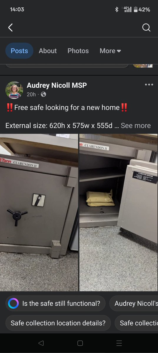 Furrybeast ๐  ๐  ๐๐ (@aberdeenpool) on Twitter photo Local MP looking to get rid of a safe for free. I don't think she thought the image through... Local MP looking to get rid of a safe for free. I don't think she thought the image through...