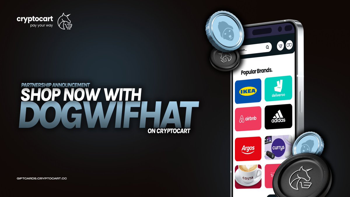 CryptoCart 🛒 (@cryptocartcc) on Twitter photo 🚨 We are absolutely thrilled to announce our latest partner, <a href="/dogwifcoin/">dogwifcoin</a> 🧢
The $WIF community can now shop from over 3000 top brands including Amazon, eBay, Walmart and lots more, across 53 countries on CryptoCart, and receive their gift-cards within a matter of minutes🌍 🚨 We are absolutely thrilled to announce our latest partner, <a href="/dogwifcoin/">dogwifcoin</a> 🧢
The $WIF community can now shop from over 3000 top brands including Amazon, eBay, Walmart and lots more, across 53 countries on CryptoCart, and receive their gift-cards within a matter of minutes🌍