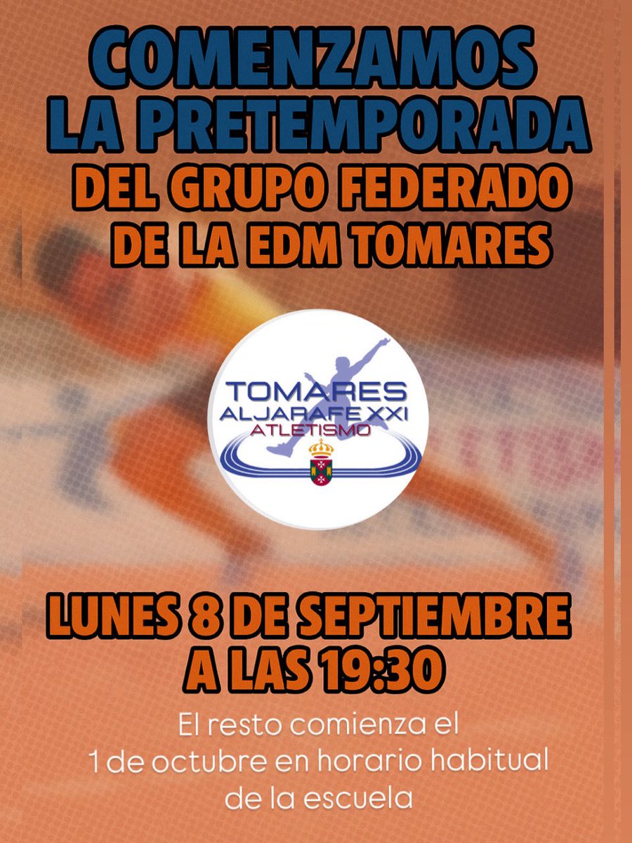 La temporada empieza aquí 🏃‍♂️🔥

#tomaresteam
<a href="/Tomares_es/">Ayuntamiento de Tomares</a>