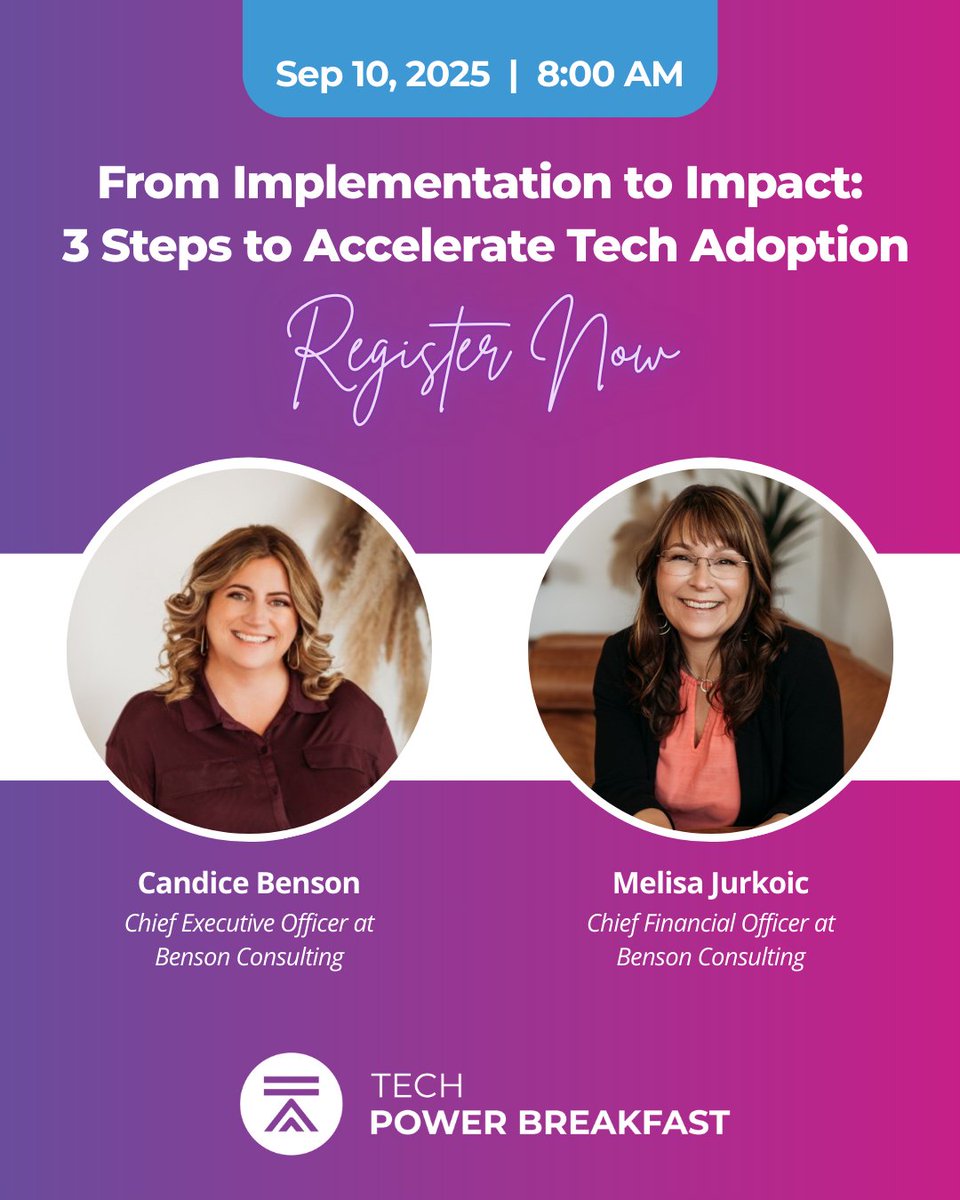 Ready to make tech work for you? ⚡️

Join us Sept 10 with Candice Benson &amp; Melissa Jurkoic to boost adoption and lead change!

📍 Mainstay Technologies
🔗 Register: loom.ly/kSvB2Sc