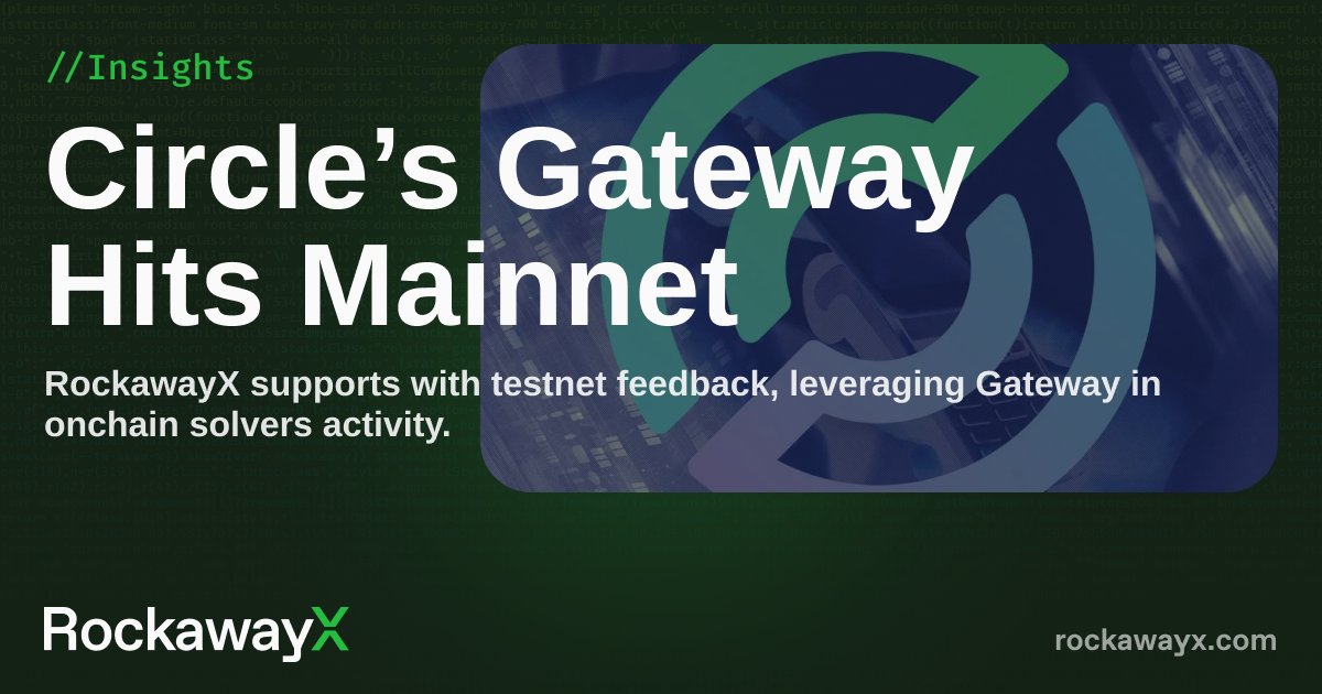 RockawayX 关于 Circle Gateway 上线主网的洞察横幅