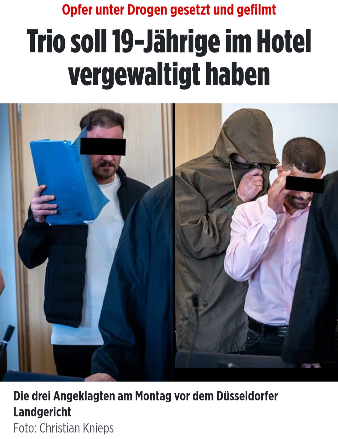 Mihrac B. (29), Zafer I. (28) und Mohamed Z. (32) wird seit Montag vor dem Landgericht Düsseldorf de...