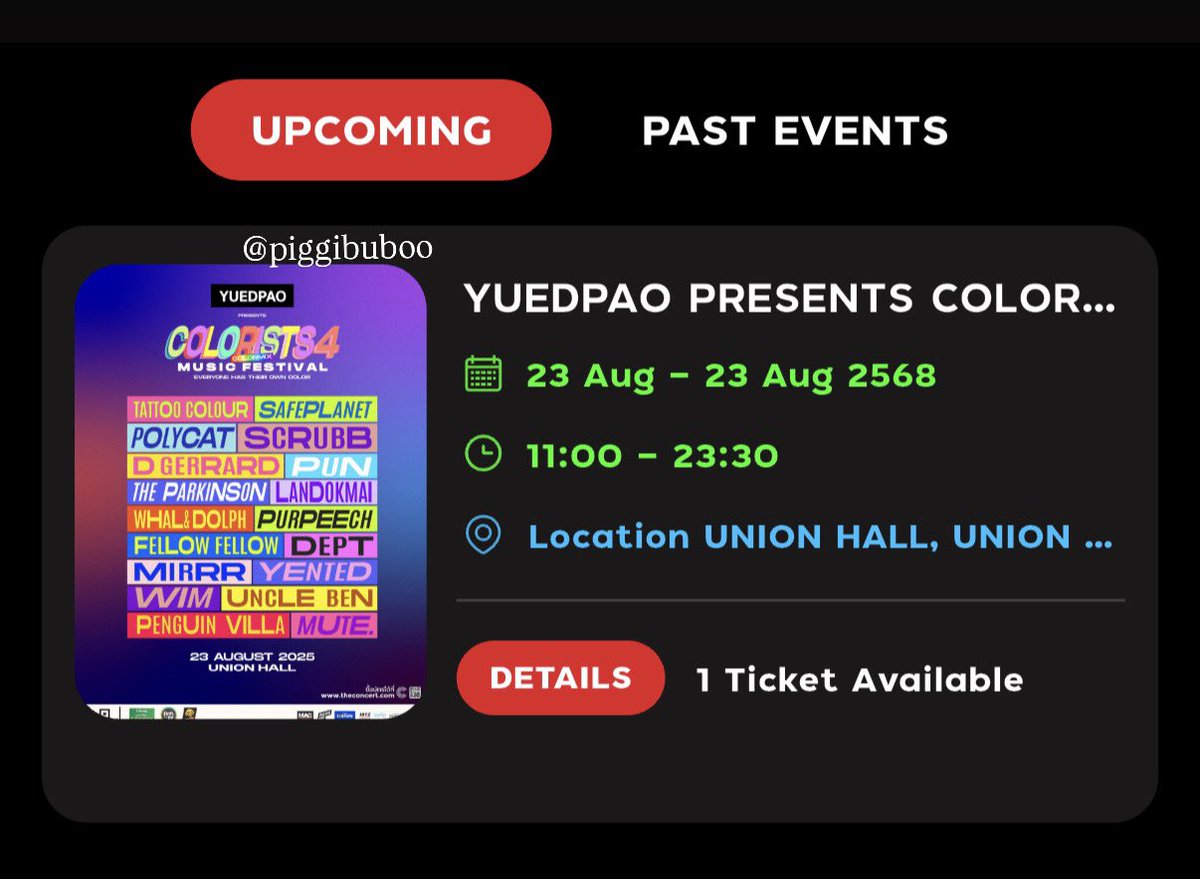 piggibuboo's tweet photo. ปล่อยบัตร 1 ใบ/1,200บาทค่ะ #ColoristsMusicFestival4 #colorists4  #Coloristsmusicfestival https://t.co/rNHwqe1zEI