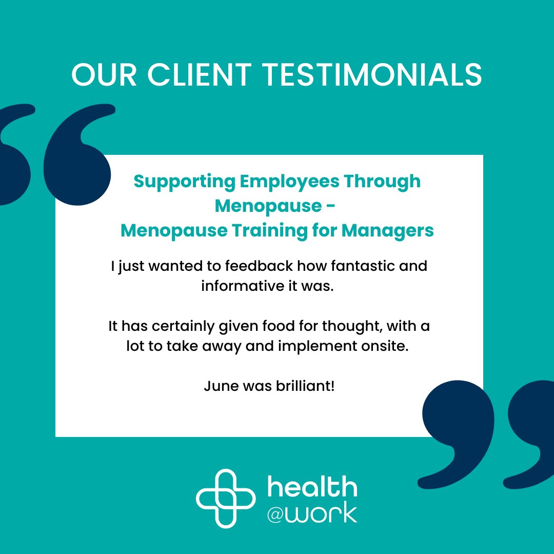 Client Testimonial - Menopause Training for Managers 👏

Our courses equip organisations with tools to support workplace wellbeing. 

Here's some recent feedback on our 'Menopause Training for Managers' course. 

Learn more about our wellbeing training courses on our website!