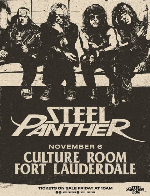 CultureRoom (@cultureroom) on Twitter photo Just announced! Steel Panther <a href="/Steel_Panther/">Steel Panther</a> - Thursday, November 6 <a href="/CultureRoom/">CultureRoom</a> Tix on sale Friday, August 22 ticketmaster.com/event/0D00630E… Just announced! Steel Panther <a href="/Steel_Panther/">Steel Panther</a> - Thursday, November 6 <a href="/CultureRoom/">CultureRoom</a> Tix on sale Friday, August 22 ticketmaster.com/event/0D00630E…