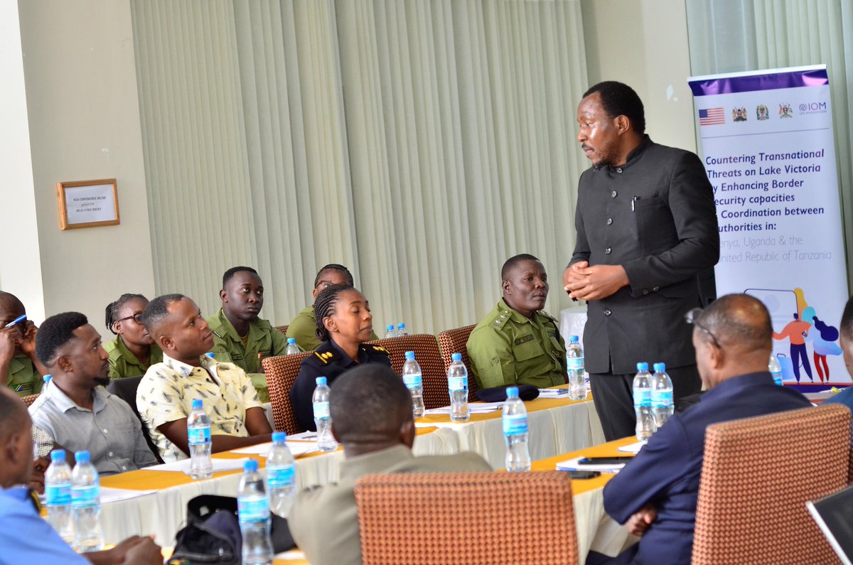 IOMTanzania's tweet photo. Backed by @StateINL, this week in #Mwanza, Lake Zone officers from Marine Police, Immigration, Fisheries &amp; Ports join IOM-led training on maritime security &amp; #SearchAndRescue—boosting coordination &amp; response on #LakeVictoria. https://t.co/OOcH5ObYvc