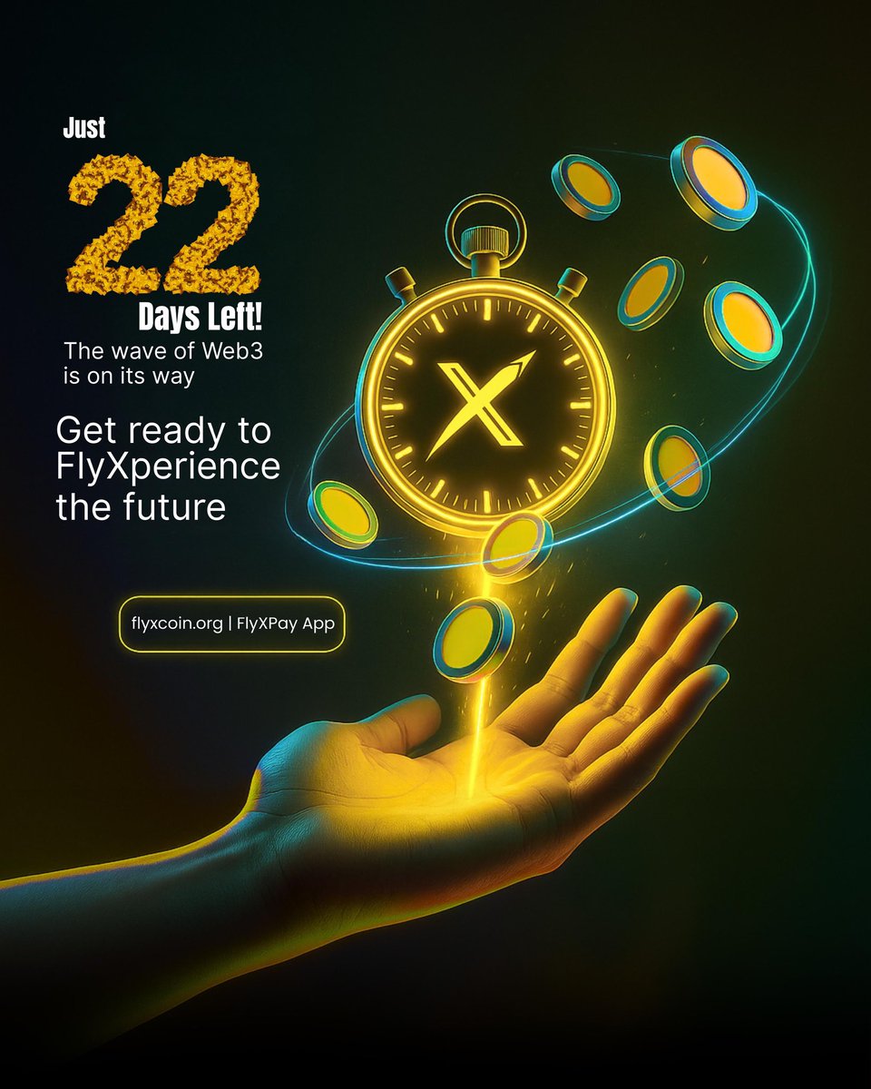 flyxcoin's tweet photo. β³ The Web3 wave is almost here! Just 22 days left to be part of the FlyXperience πβ¨ #FlyXCoin #Web3Revolution https://t.co/G8KGLKkOj1