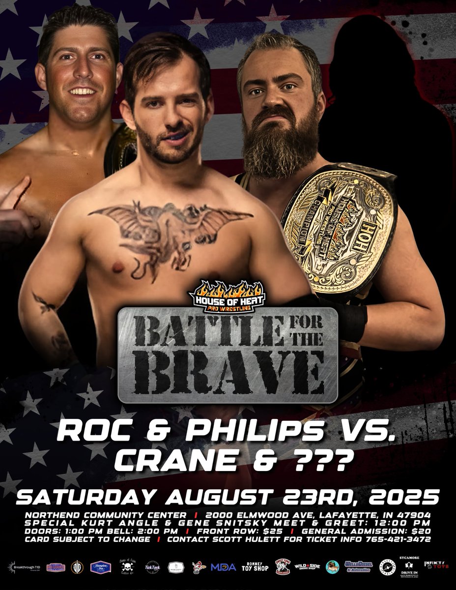 HouseofHeatProWrestling (@houseofheatpro) on Twitter photo Main event!
The legendary <a href="/SORBilly/">Billy Roc</a> returns for a VERY rare appearance teaming with <a href="/SagePhilips7/">Sage Philips</a> to take on House of Heat Pro Wrestling heavyweight champion <a href="/JCrane317/">Josh Crane ジョシュ・クレイン</a> and a mystery partner! This is going to be something special that you do NOT want to miss! Main event!
The legendary <a href="/SORBilly/">Billy Roc</a> returns for a VERY rare appearance teaming with <a href="/SagePhilips7/">Sage Philips</a> to take on House of Heat Pro Wrestling heavyweight champion <a href="/JCrane317/">Josh Crane ジョシュ・クレイン</a> and a mystery partner! This is going to be something special that you do NOT want to miss!
