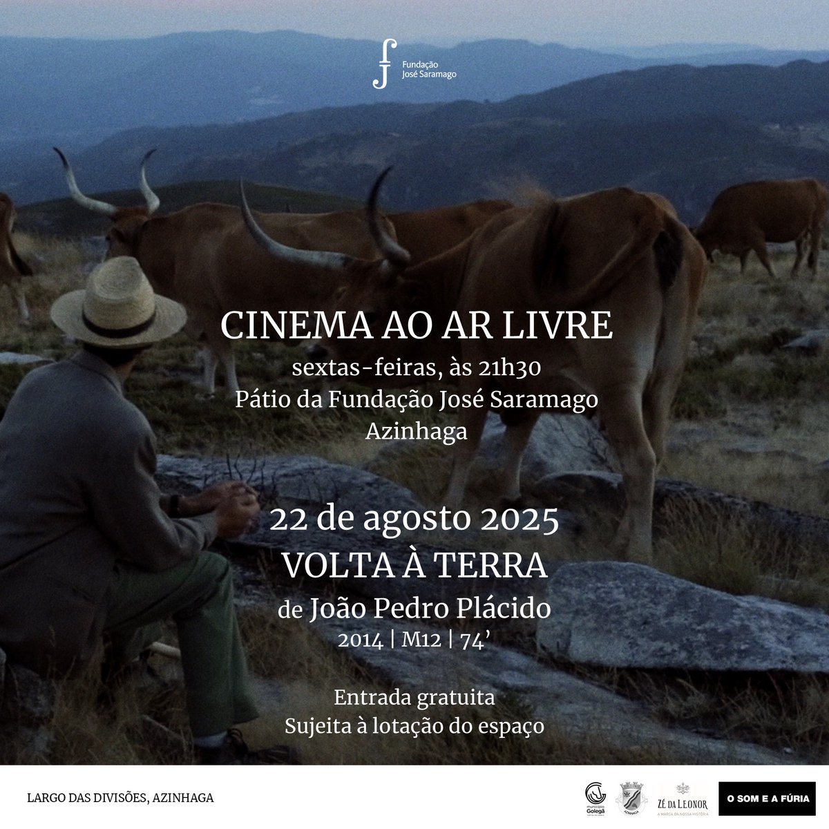 É já esta sexta-feira, às 21h30, que o cinema ao ar livre volta ao pátio da delegação da Fundação na Azinhaga. Desta vez, apresentaremos "Volta à Terra" de João Pedro Plácido. Uma sessão com duração de 74 minutos, para maiores de 12 anos, com entrada gratuita