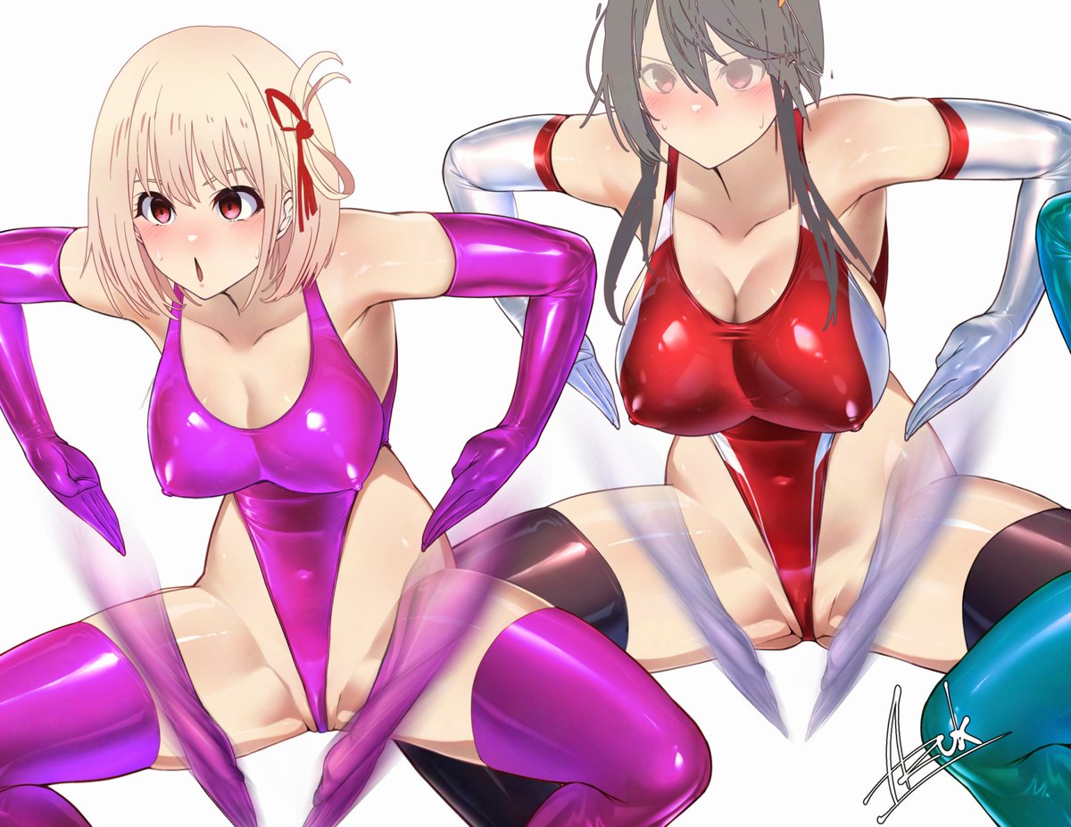 以前描いたハイグレ絵の本体は顔が外れるので使い回してやりくりしてみたけど、顔4人描き下ろすのは今日中無理そうなのでまた明日ハイグレッ 