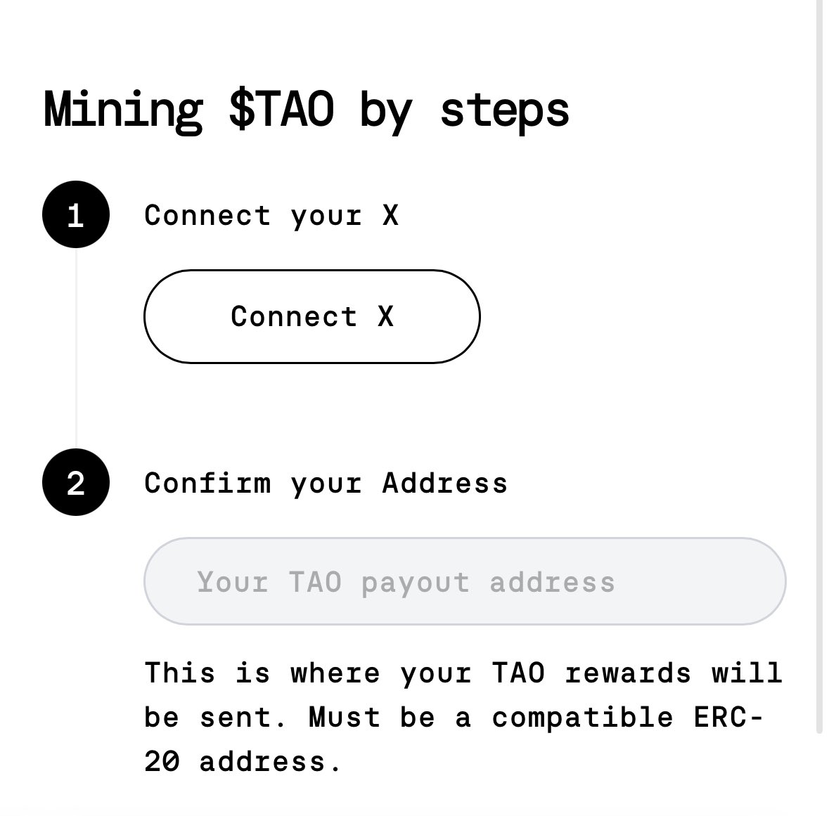 1 $TAO = $371

Small creators can mine $TAO by making posts about them,replying to posts related to <a href="/inspectxyz/">Inspect</a> 

Get started

Visit inspect.xyz/substrike
Connect your X account
Submit your ERC-20 wallet
Start posting to earn 

$TAO Rewards will be sent to you erc-20 address