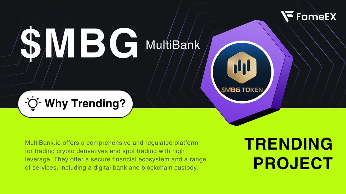 FameEXGlobal's tweet image. 🚨 Trending Alert👉 $MBG @multibank_io

#MultiBank is a regulated #TradeFi platform offering 40+ crypto and fiat pairs. Their recent hype comes from the fact that MultiBank will buy back and burn $MBG on 27 August, reducing supply and boosting scarcity to potentially drive value