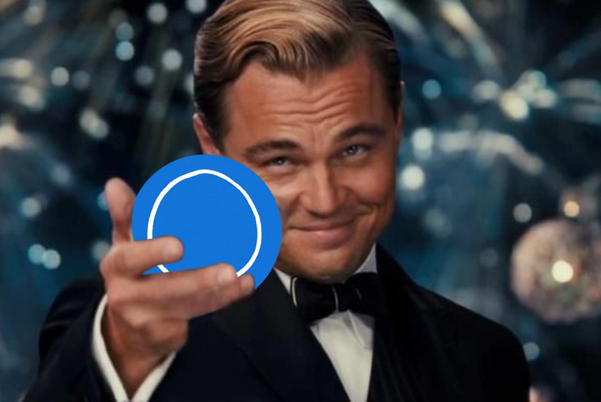 Leonardo DiCaprio toasting with Circle logo meme