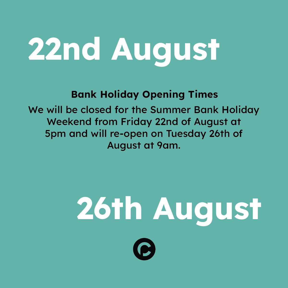 CarlyPressLtd's tweet image. Our opening hours for the Summer Bank Holiday 🕔

#printanddesign #bankholiday