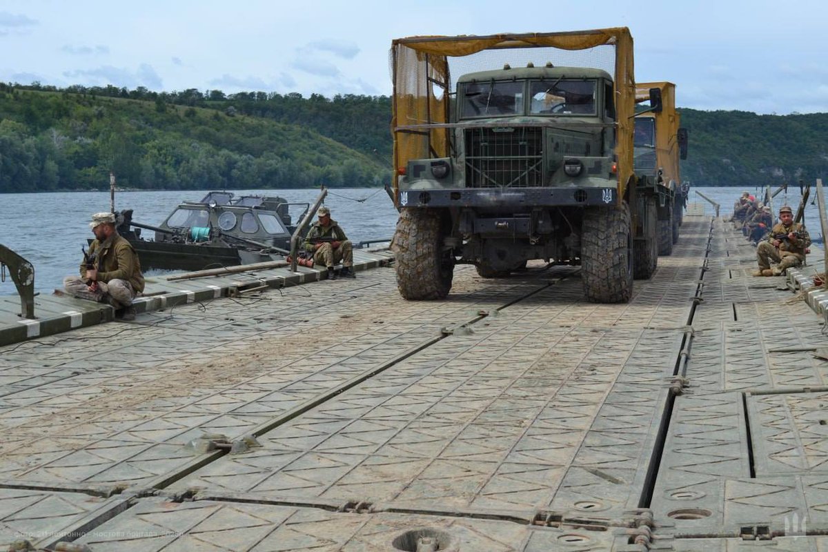 KraZ 255 with anti-FPV mesh armor in service with the Ukrainian 211th Pontoon-Bridge Brigade, August 2025 period.