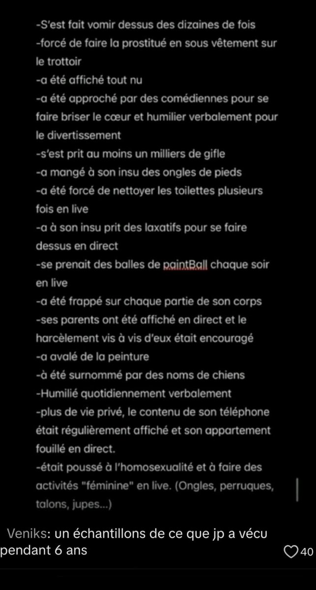 Je viens seulement d’apprendre qui était Jp (paix à son âme) et ce qu’il a subi pendant des années en live. Je suis sous le choc... Comment personne n’a réagi avant ??? 
Naruto et Safine doivent payer pour tout ce qu’ils lui ont fait subir. C’est inhumain.