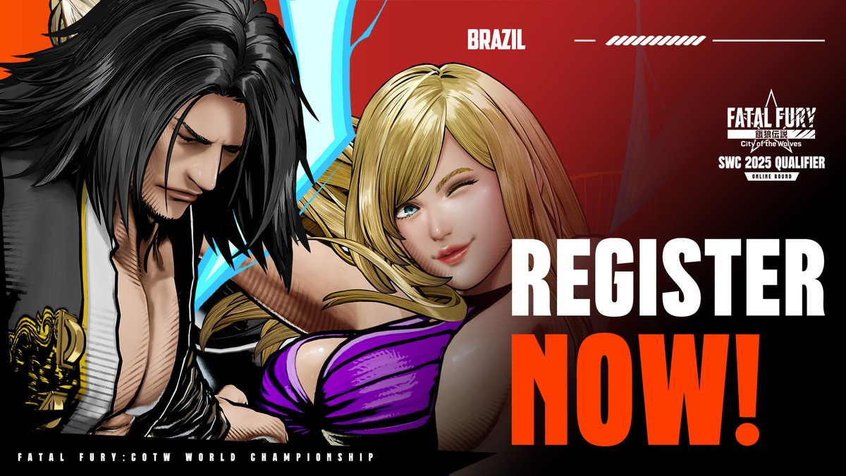 VAMOS BRASIL! Registration for the SNK World Championship 2025 Qualifier Online Round for FATAL FURY: City of the Wolves is NOW OPEN!

Don't miss your chance to compete for a spot on the world stage, and a shot at the $2.1M prizepool.