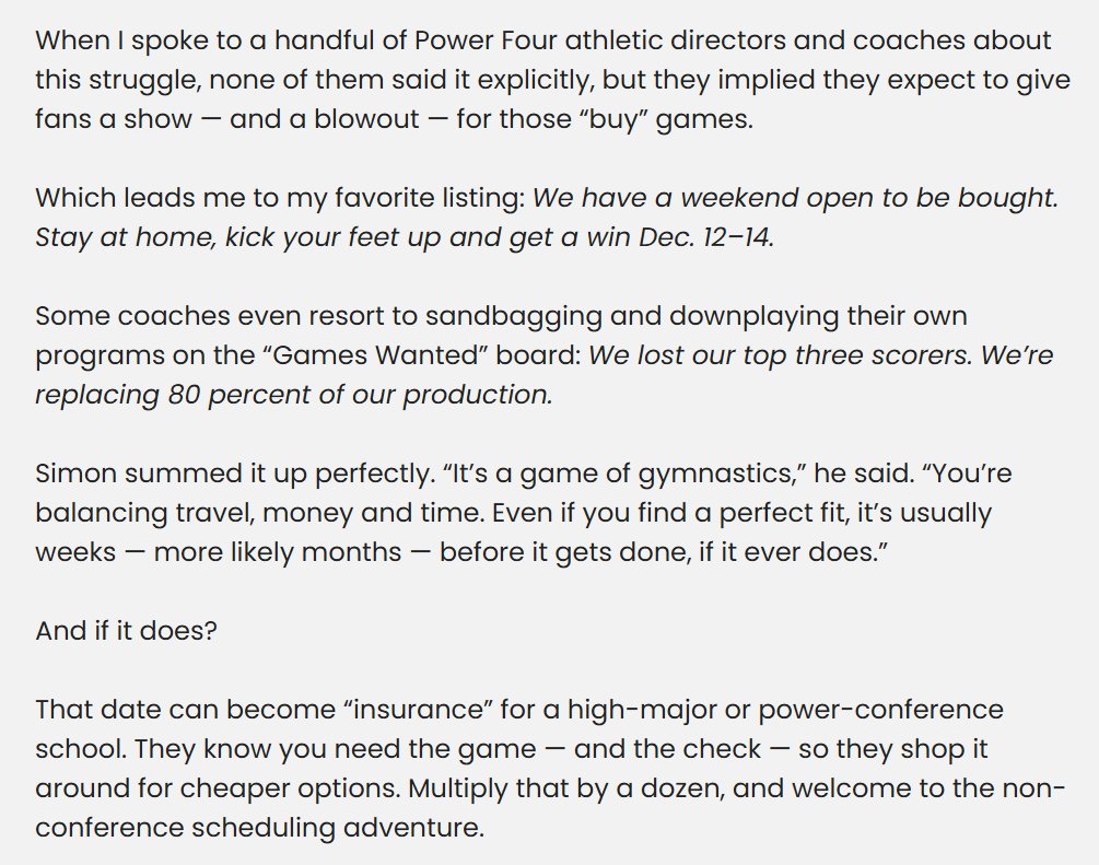MattBrownEP's tweet image. NEW EXTRA POINTS:

We had a guy who actually had to schedule basketball games, @KcSmurthwaite, explain why it's so dang hard to fill out of a college basketball schedule. 

And it isn't just about RPI or NET. It's also about $$$

(link in the thread)