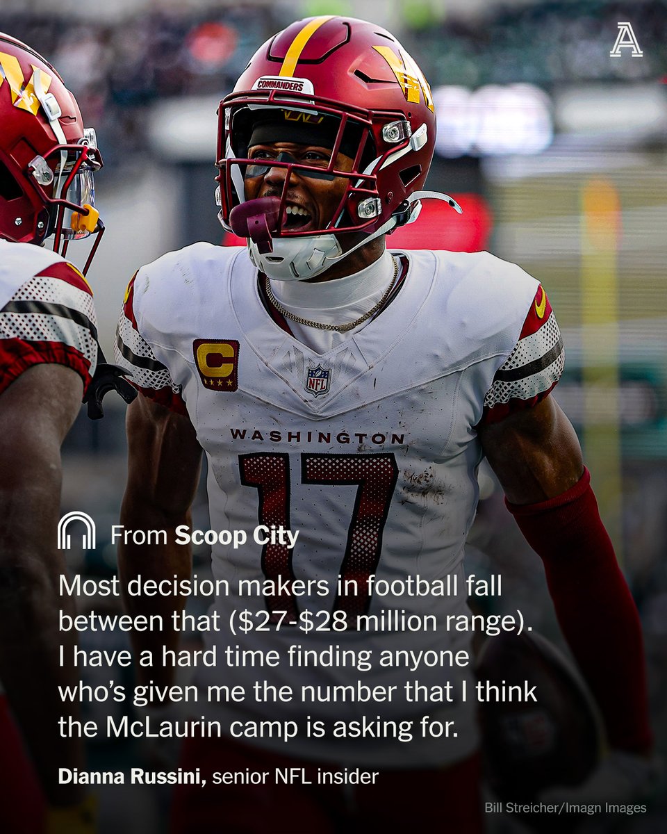 Canvassing the league's decision makers, it's hard to find anyone believing Terry McLaurin will get the number he and his camp are asking for from Washington in a new deal.

More on Scoop City: youtube.com/watch?v=opOfpK…