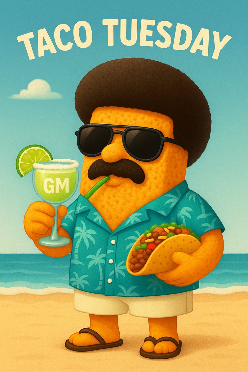 🌮🍸 GM Crispy Ones 🍸🌮

Happy Taco Tuesday 🌊☀️ Your boy Crouton’s out here on the beach, sipping margaritas and chomping tacos, reminding you of one thing:

👉 Stay cool. Stay crispy. Stay hungry.

Life’s all about the balance, the grind AND the good times. Take a moment today