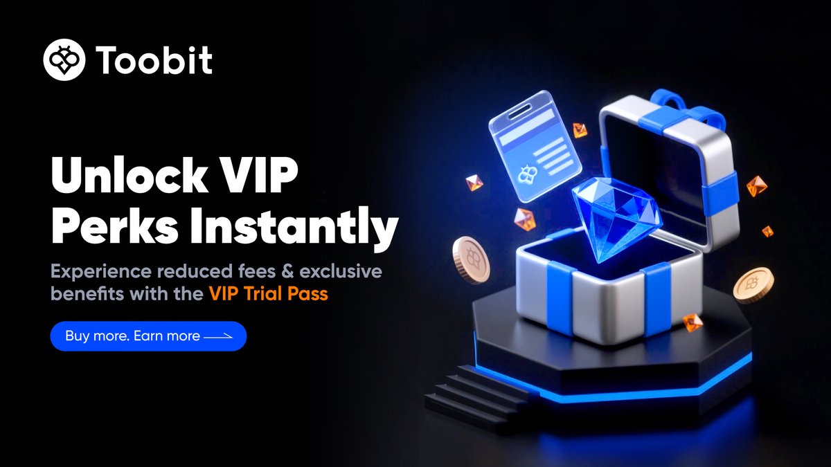 Toobit_official's tweet image. 👑 Ever wondered what it’s like to trade as a VIP?
🎟️ Claim your VIP Trial Pass and experience reduced fees + exclusive perks today!

Learn more 👉 bit.ly/3UCyRoD
Sign up now 👉 bit.ly/3V4K41o

#ToobitVIP #VIPTrial #Cryptotrading