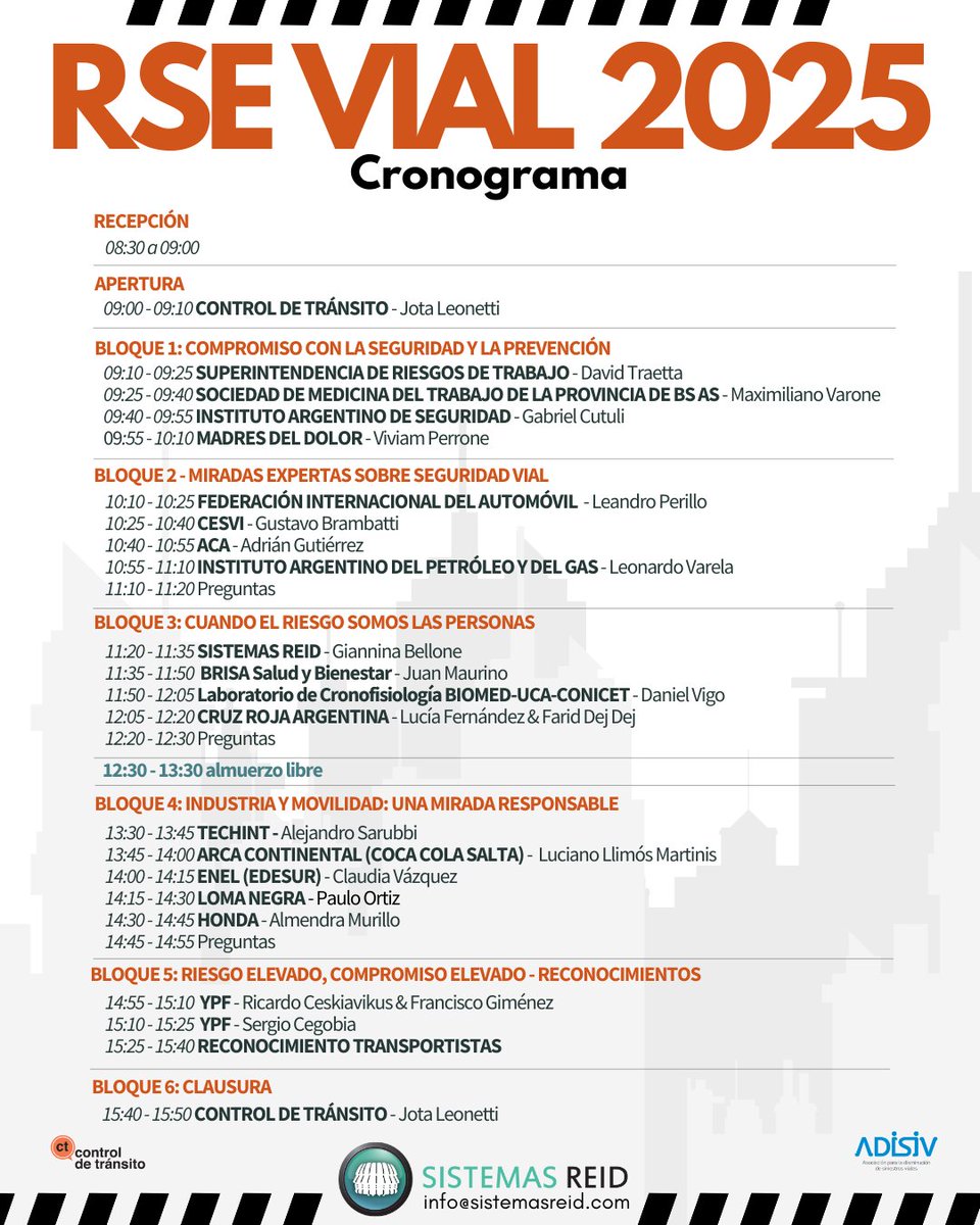 🎉 ¡Ya podés conocer el programa preliminar de 𝗥𝗦𝗘 𝗩𝗶𝗮𝗹 𝟮𝟬𝟮𝟱! 🎉
👉 Anotate y reservá tu lugar: forms.office.com/r/H5b73cHF4y
💬 Los cupos son limitados, no te quedes afuera.
#RSEVial2025 #SeguridadVial #CulturaPreventiva #ResponsabilidadSocial