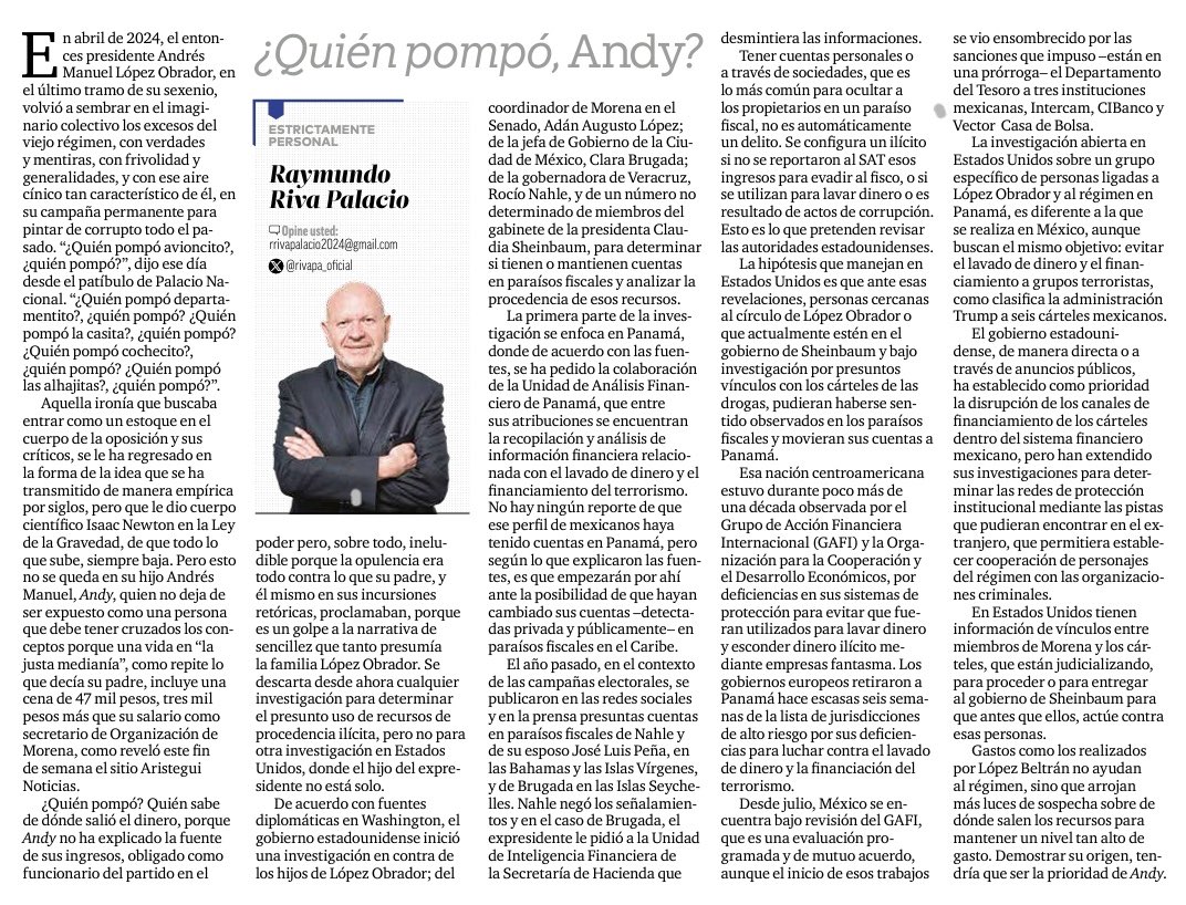 Bere Aguilar (@bereaguilarv) on Twitter photo ¡Zas! Estados Unidos abrió una investigación internacional para determinar si los hijos de López Obrador y políticos cercanos a él, tienen cuentas en paraísos fiscales que pudieran tener recursos de procedencia ilícita.
<a href="/rivapa_oficial/">@rivapa_oficial</a> ¡Zas! Estados Unidos abrió una investigación internacional para determinar si los hijos de López Obrador y políticos cercanos a él, tienen cuentas en paraísos fiscales que pudieran tener recursos de procedencia ilícita.
<a href="/rivapa_oficial/">@rivapa_oficial</a>