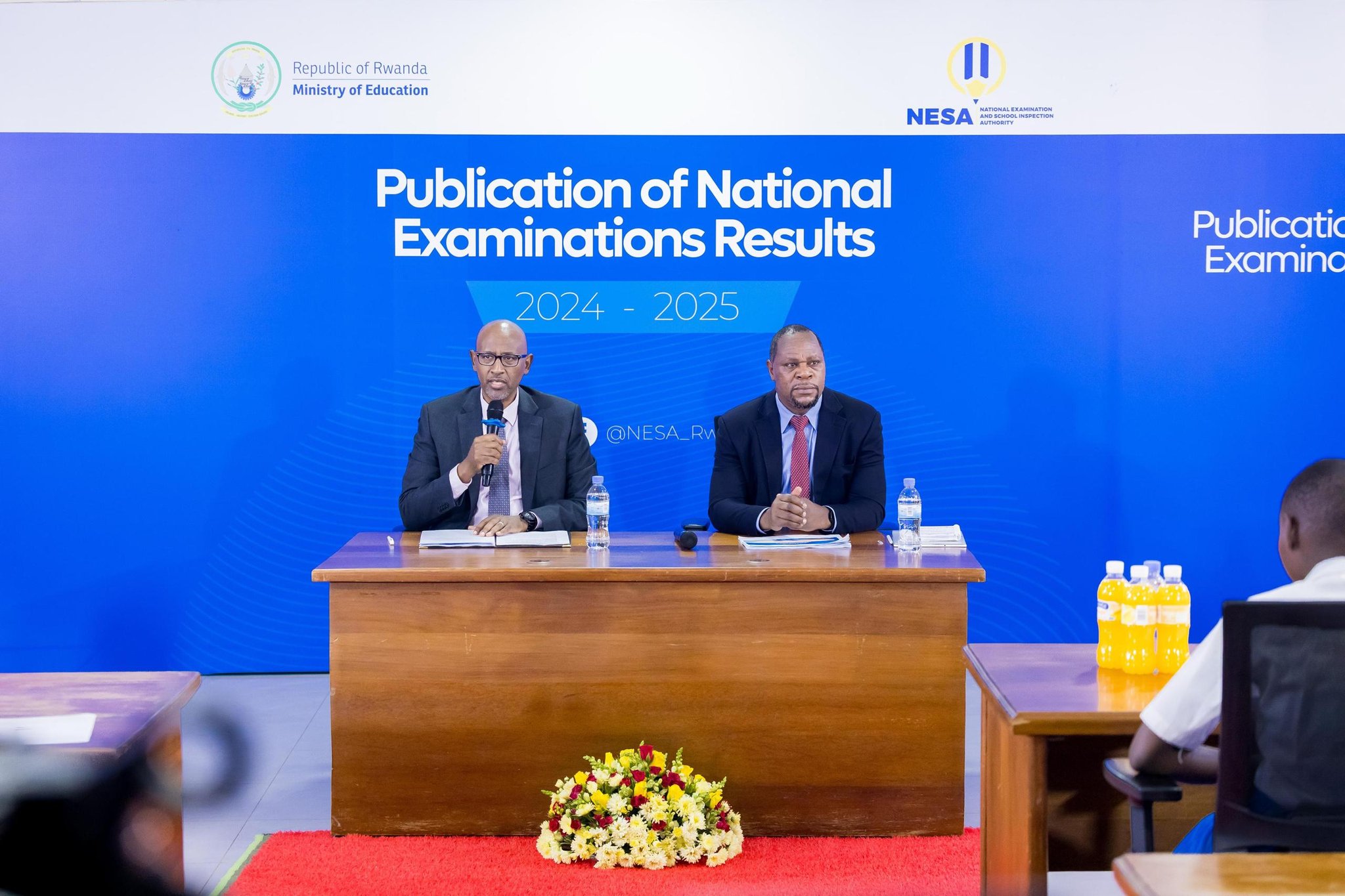 The Ministry of Education announcing the national exams results